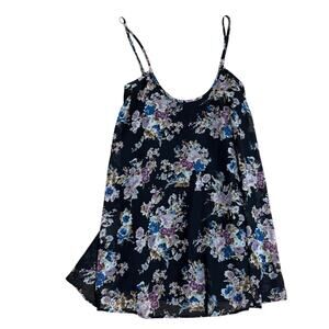 Show Me Your MuMu Mini Dress Small Swing Floral Lined Purple Adjustable Straps